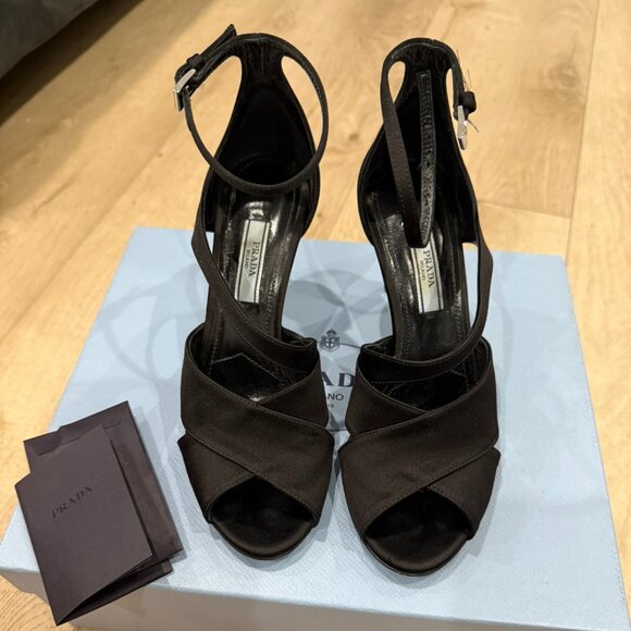Prada Black Satin High Heel Sandal - Picture 2 of 6